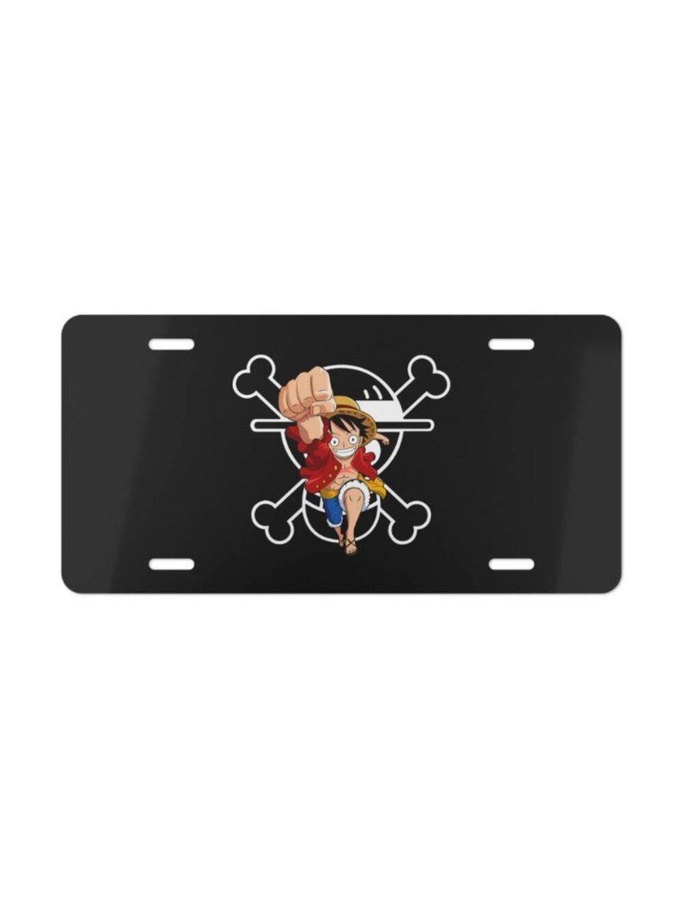 One Piece Monkey D Luffy License Plate Car Tag Metal Aluminum (Black Background)